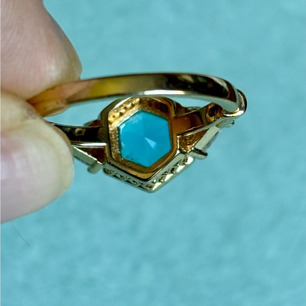 Aquamarine Ring sz 7 - Picture 4 of 6